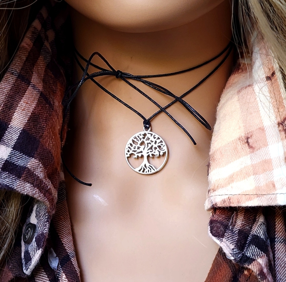 ❤️ Tree Of Life Jewelry Hypoallergenic Necklace Silver Round Pendant